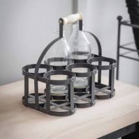Milk Bottle Holder x 6  in Carbon - Steel by Garden Trading